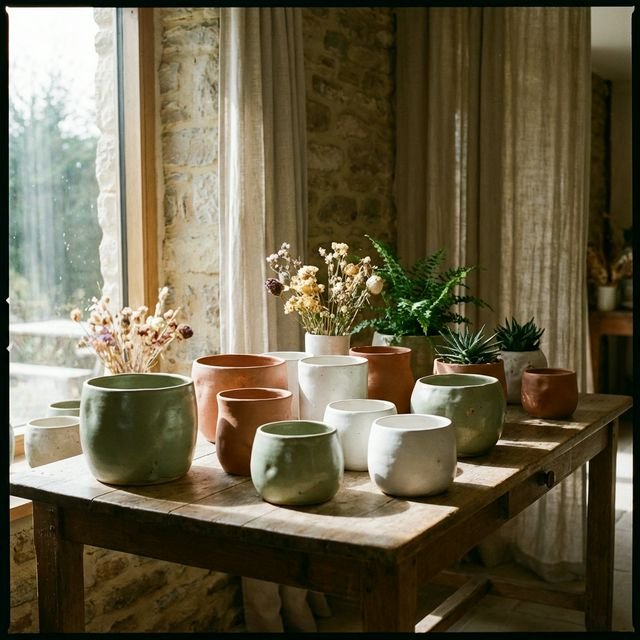 Terra Yuvarlak Seramik Saksı